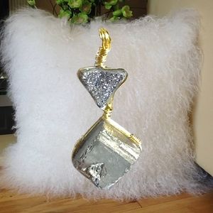 Pyrite Pendant 1.75" x 0.75" NWOT